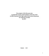 The program of the five-year plan to gradually increase state funding to meet the needs of 50% of women from high medical and social risks groups for maternal mortality by 2023